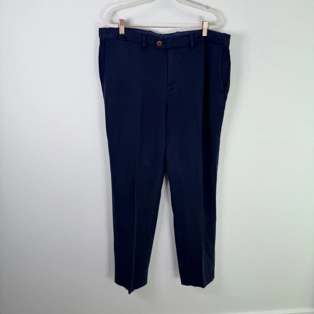 Tommy Bahama 36 (Actual 38x32) Blue Lyocell Linen Blend Flat Front Chino Pants